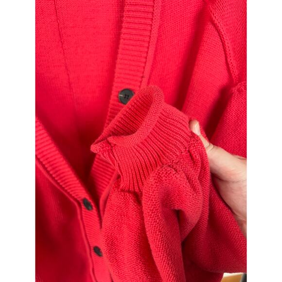 Pol Oversized Hot Pink Knit Cozy Chunky Cardigan Sweater Balloon Sleeve - Picture 4 of 9